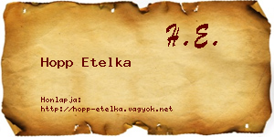 Hopp Etelka névjegykártya